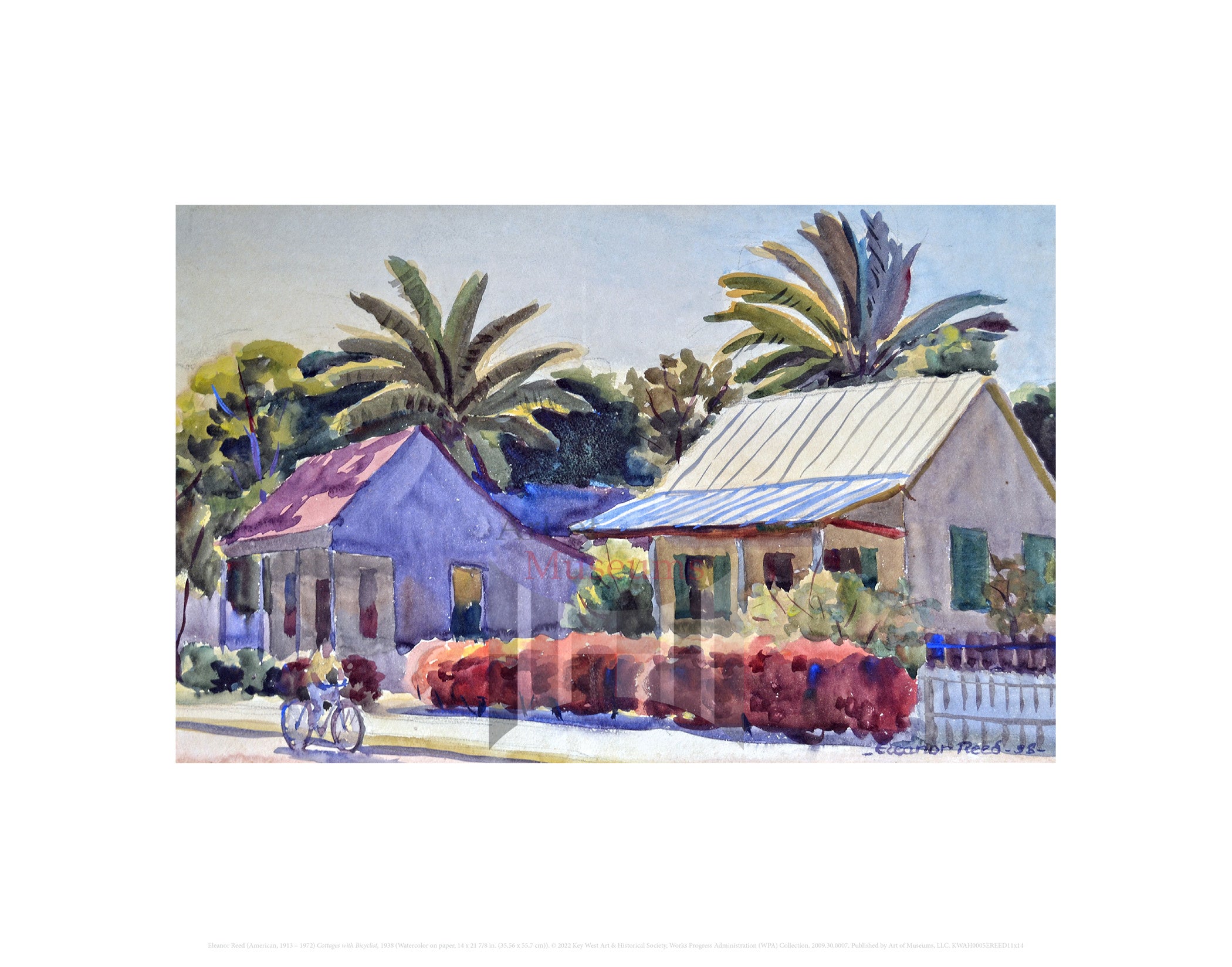 Eleanor Reed Art of Museums Print: , Eleanor Reed, Cottages with Bicyclist - Art of ...