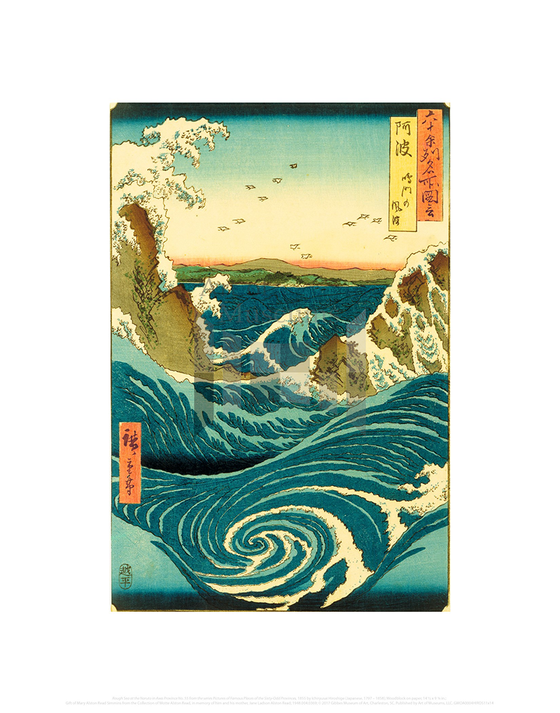 Rough Sea at the Naruto in Awa Province No. 55 from the Series Pictures of Famous Places of the Sixty-Odd Provinces, Ichiryusai Hiroshige