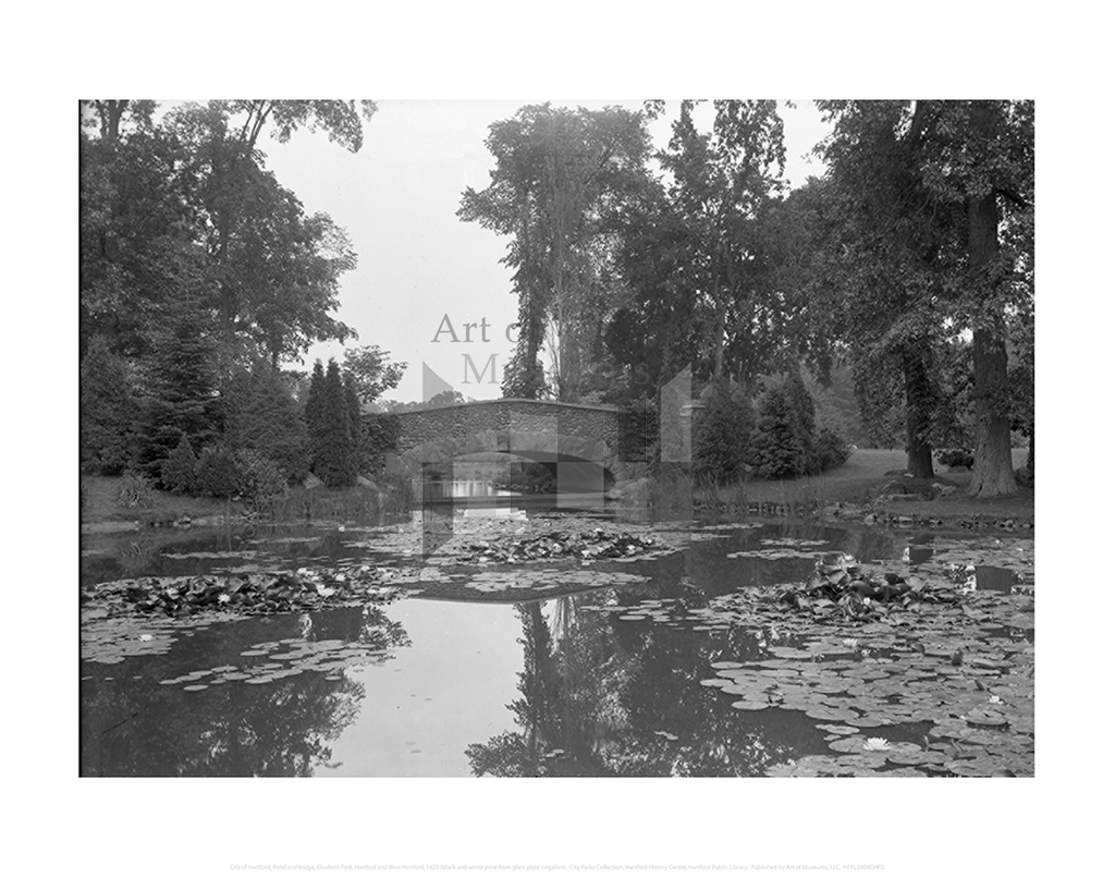 Pond and bridge, Elizabeth Park, Hartford and West Hartford, City of Hartford Connecticut