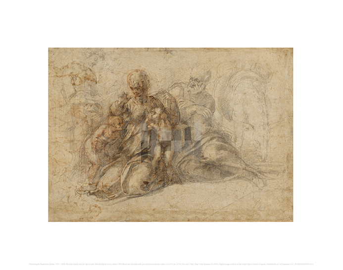 The Holy Family with the Infant Saint John the Baptist (recto), Michelangelo Buonarroti