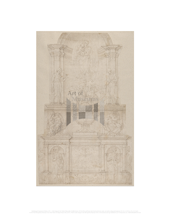 Design for the Tomb of Pope Julius II della Rovere, Michelangelo Buonarroti