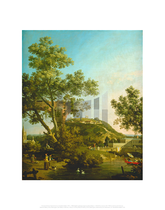  English Landscape Capriccio with a Palace, Giovanni Antonio Canal, known as Canaletto 