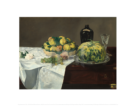 Still Life with Melon and Peaches, Edouard Manet 